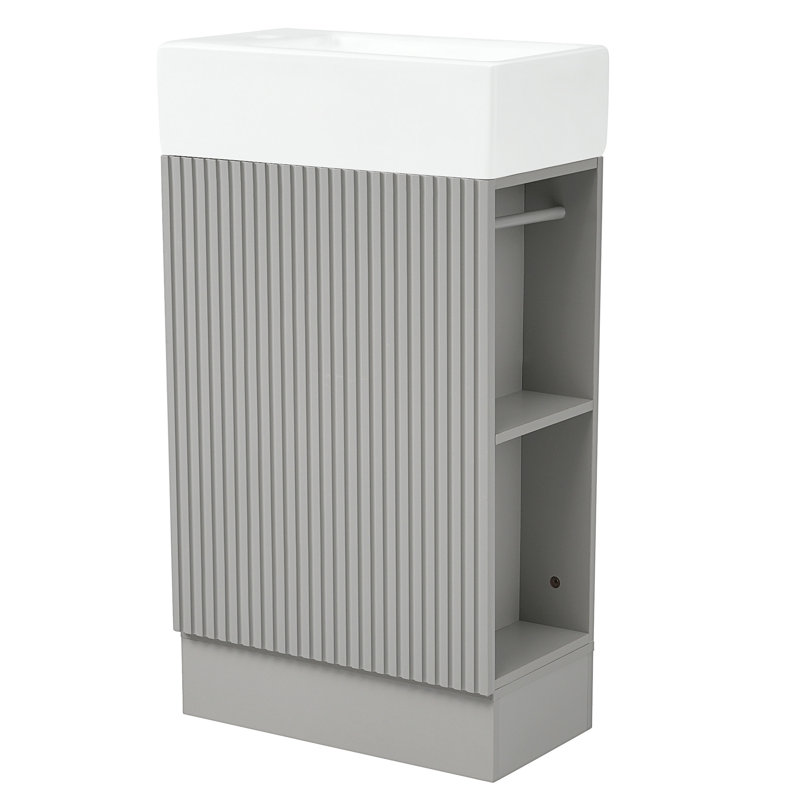 Meuble-lavabo polyvalent avec des fonctionnalités avancées pour une expérience de salle de bain optimale, Gris