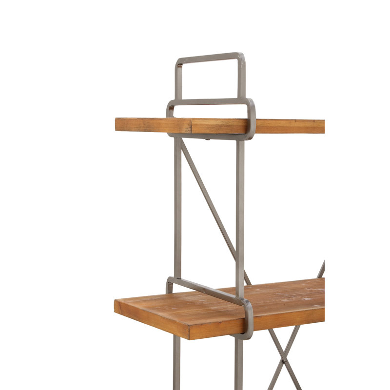 Bibliothèque étagère en bois massif H 67 "x l 43" Kamryn