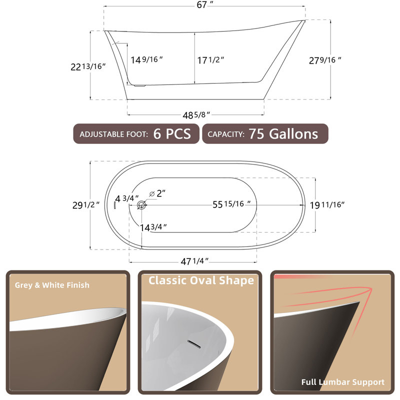 67 x 29.5 Bathtub