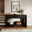 Noir, bois vieilli, table de 56,75 po, deux tiroirs, tablette ouverte, style, esthétique rétro, détails et construction sécuritaire, rangement intelligent, installation facile dans la console de la salle de lavage-802903060