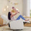 Fauteuil inclinable manuel, chaise berçante pivotante avec dossier et repose-pieds réglables, revêtement en velours côtelé-444912387