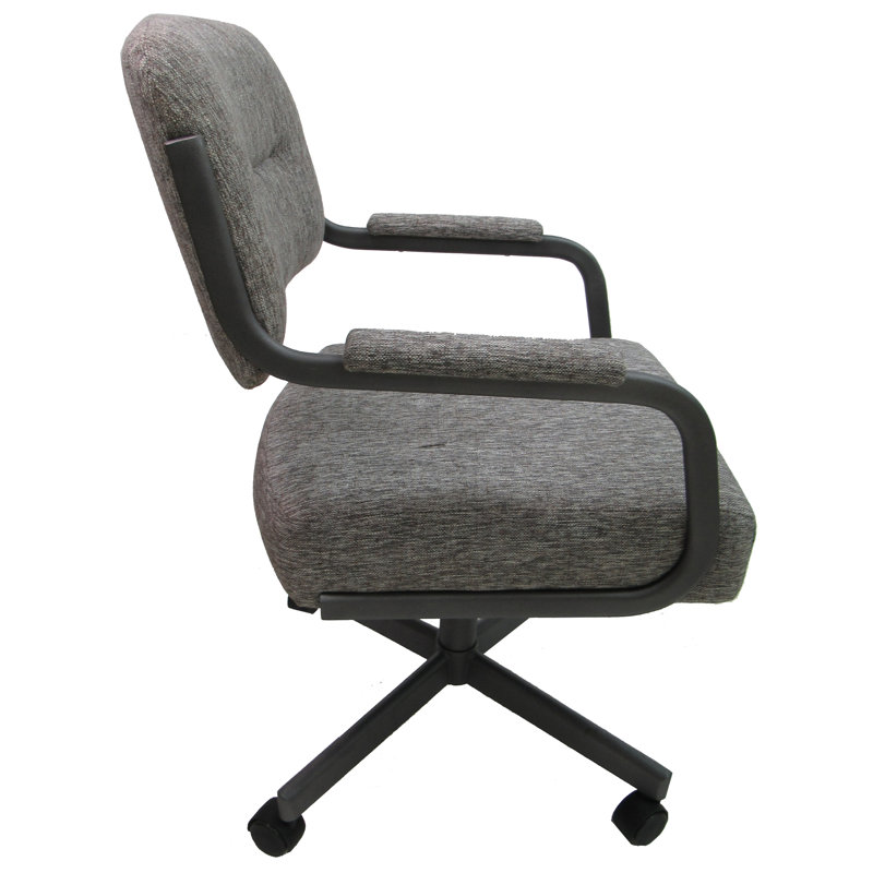 Huriyyah Upholstered Metal Armchair, Light Gray, Gray
