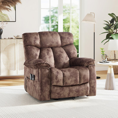 39.76" Wide Power Lift Assist Heated Massage Recliner with Dual Hidden Cup Holders, Two Remote Controls & Microfiber Upholstery