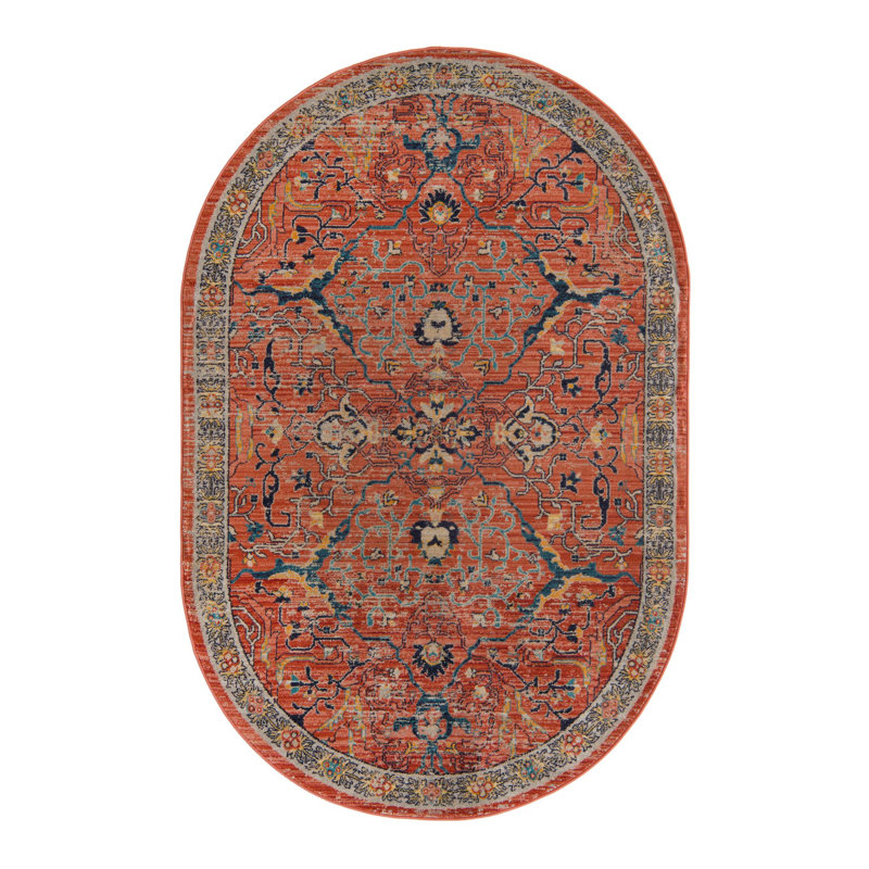 Alkire Floral Indoor Rug, Oval 5'3" x 8'