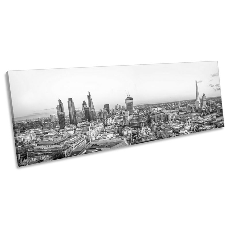 London Cityscape Skyline - Wrapped Canvas Panoramic Print, 45.72cm H x 137.16cm W x 2cm D