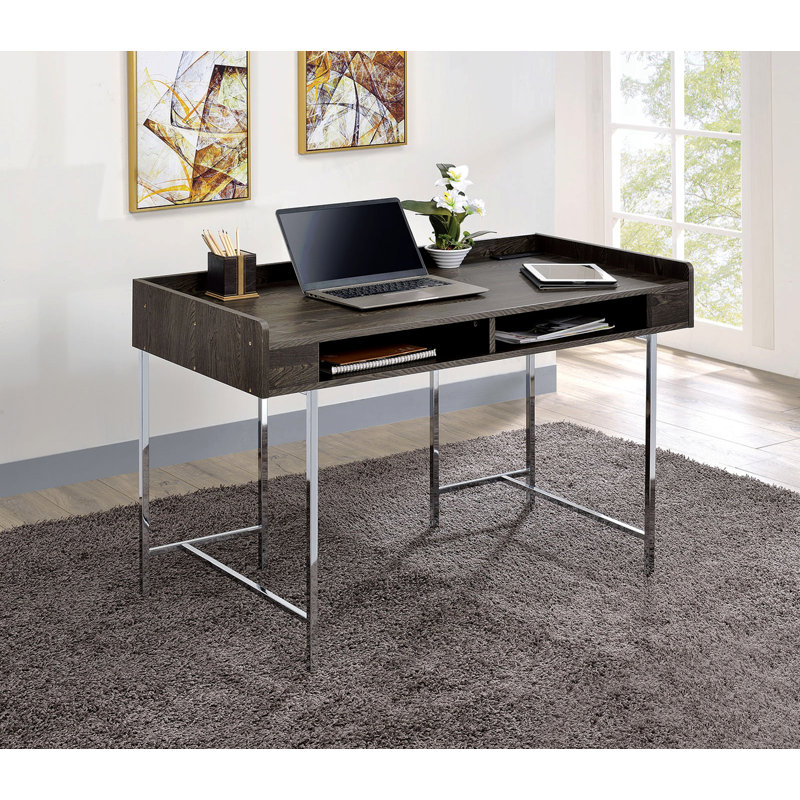 Bureau d'ordinateur moderne avec support USB avec tiroir et espace de rangement moderne en bois et acier
