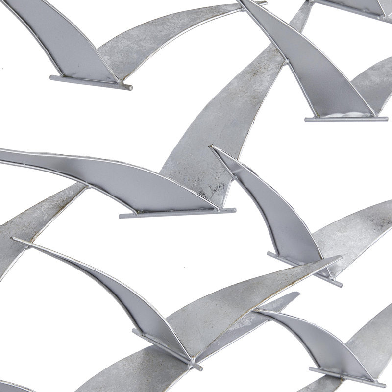 Gold Metal Bird Foiled Flying Home Wall Decor, 47" x 4" x 21", Silver