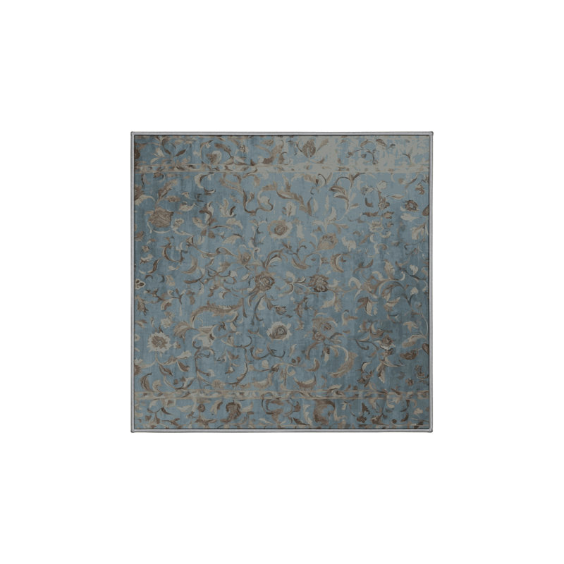 Machine Washable Gray Area Rug, Square 3'
