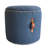 Johnny Fabric Upholstered Round Pouf Ottoman with Faux Leather Handle-69594221