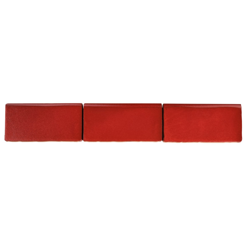 Antic Special 6" x 3" Glossy Ceramic Bullnose Tile Trim in Red