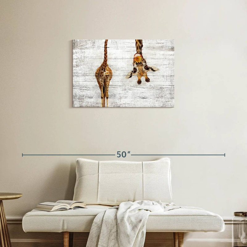 Girafe en bois, H 20 po x l 30 po