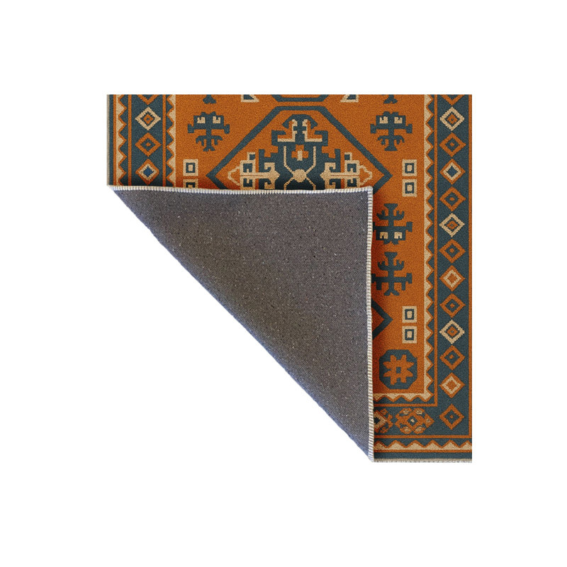 Tapis brun tissé à motif traditionnel lavable Mosso, 4'11" x 7'7"