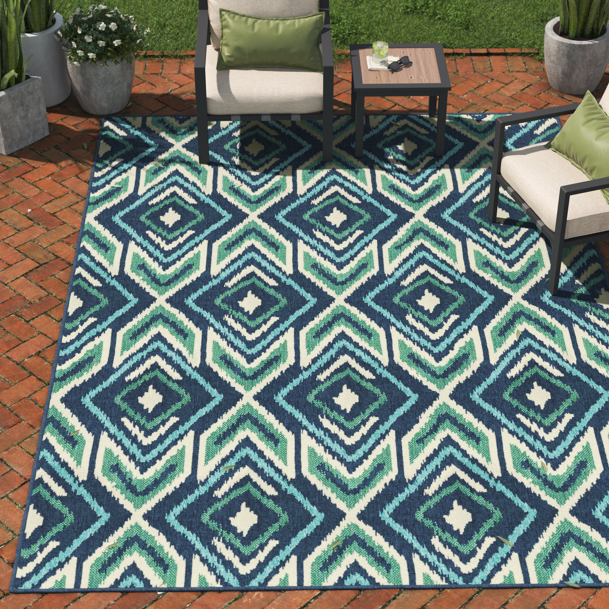 2' x 3' Navy Abstract Indoor Outdoor Scatter Rug  Indoor outdoor area rugs,  Scatter rugs, Outdoor area rugs