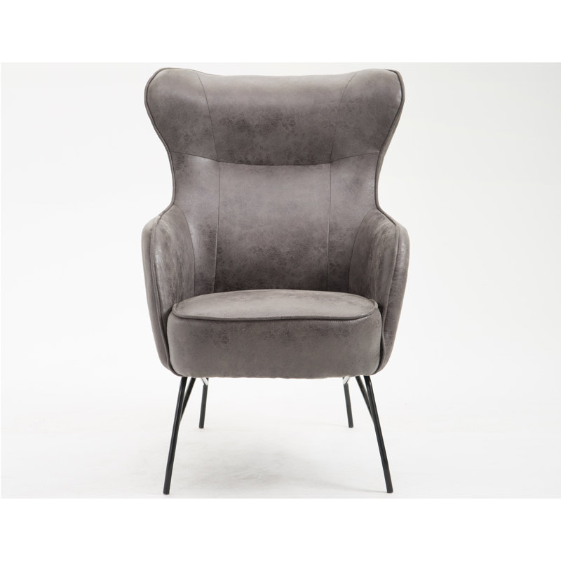 Rainer Upholstered Accent Chair, Badlands Charcoal Performance Faux Leather