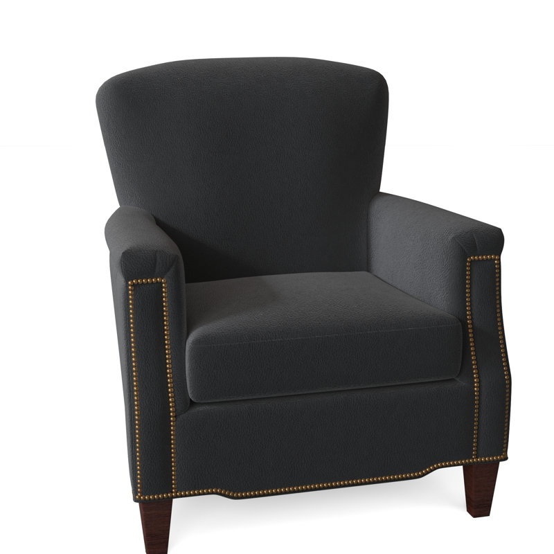 Vincent Armchair, Mahogany, French Natural, Empyrean Tweed Genuine Leather