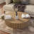 35" & 31" Round Handcrafted Coffee Table – Solid Wood Fluted Design-2093378322-2083903405