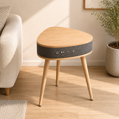 Smart Side Table with Wireless Charging and Bluetooth Speaker