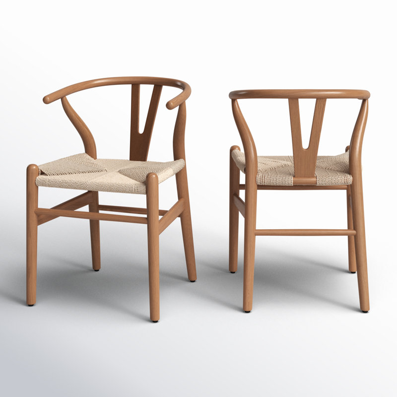 Chaise en bois massif Margo, Noyer / beige
