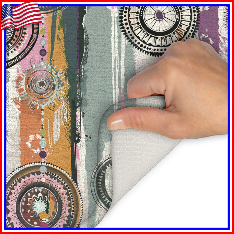 Mandala tapis de bain abstrait bohème Boho, L 24 po x L 17 po