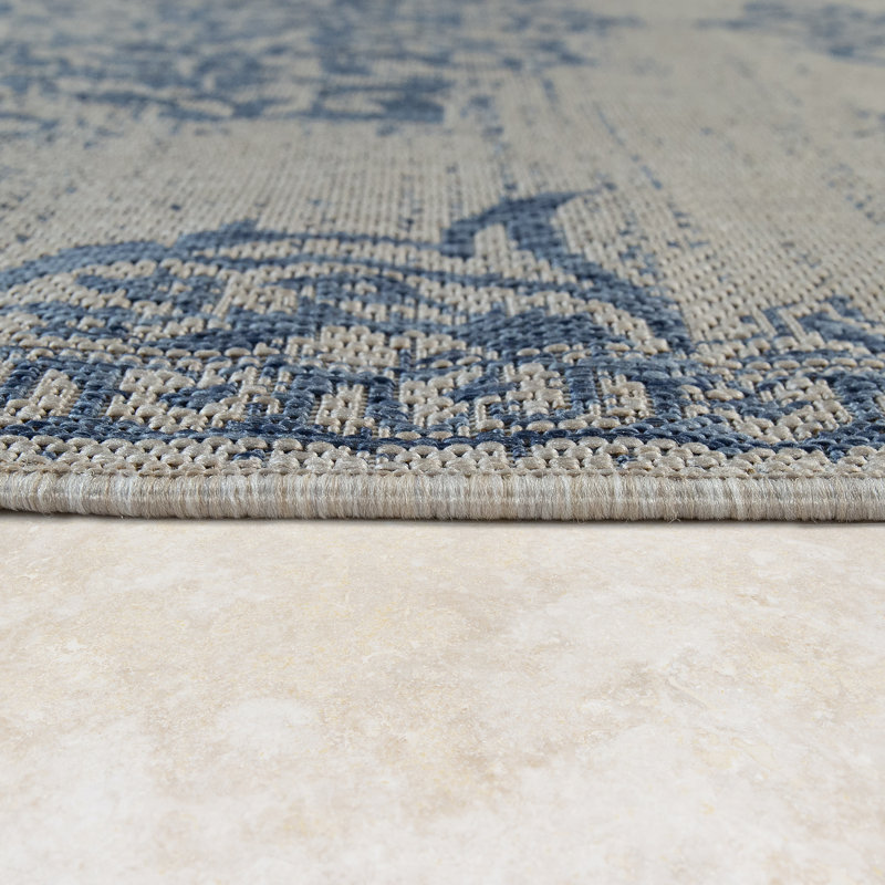 Tapis bleu / gris Codi-Louise, Rectangle 6 pi 7 po x 9 pi 2 po