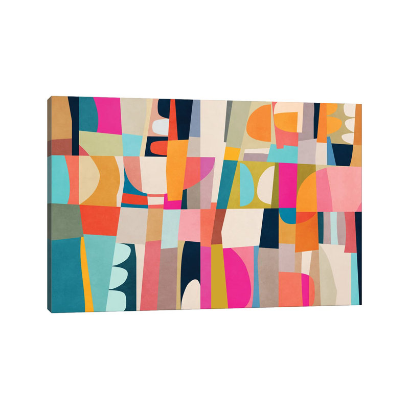Pièces colorées, H 8 po x l 12 po x P 0,75 po, Pas de tapis, Toile tendue