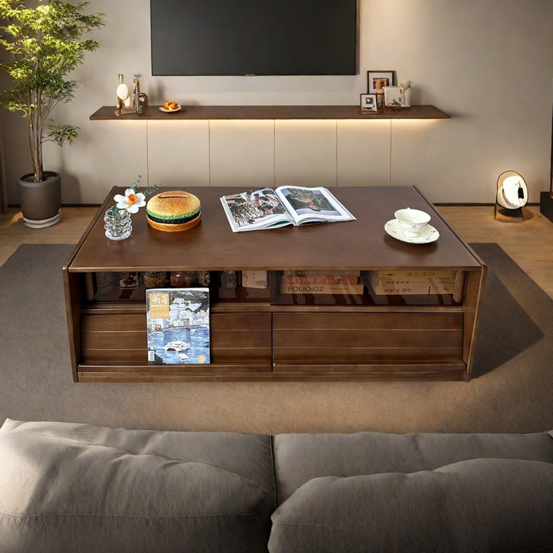 Simple solid wood square coffee table simple