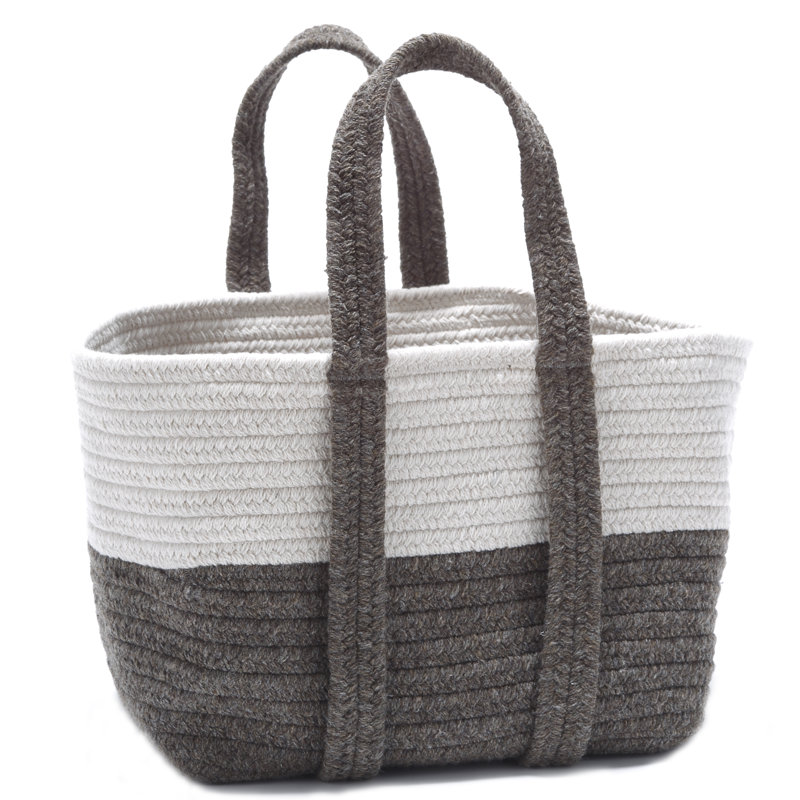 Handwoven Foldable Wool and Felt Storage Basket, Bark