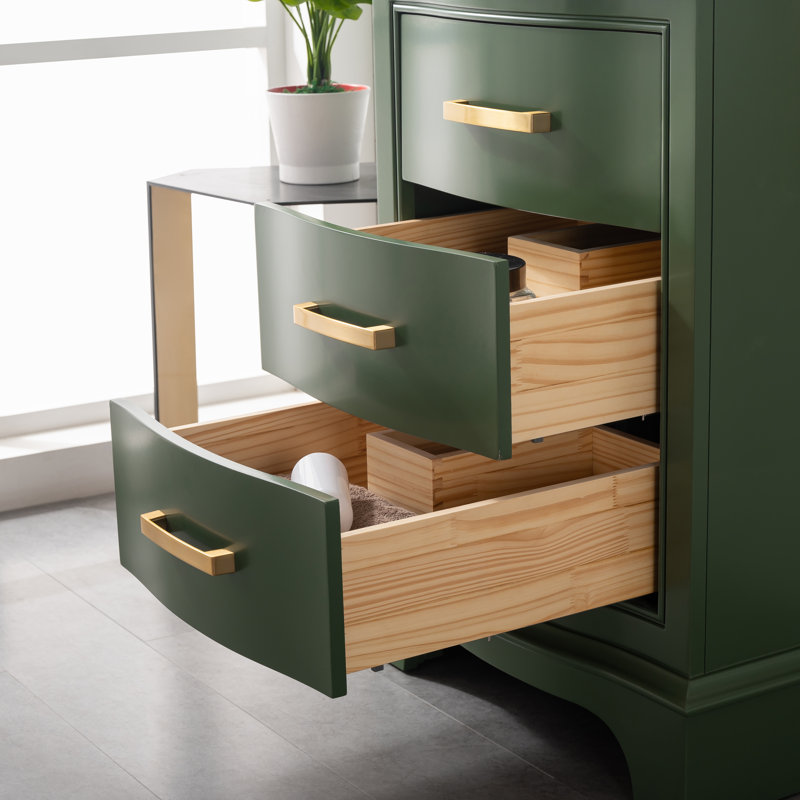 Ensemble de meuble-lavabo simple 24 po Goleta, Evergreen / or brossé
