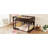 Queen Over Queen Bunk Bed With Built-In Storage Cabinets,Charging Station,Ladder,Safety Guardrails,Solid Pine Wood Bunk Bed,Brwon-1605300424