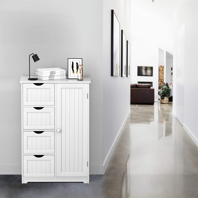 Medrano Freestanding Bathroom Cabinet, White