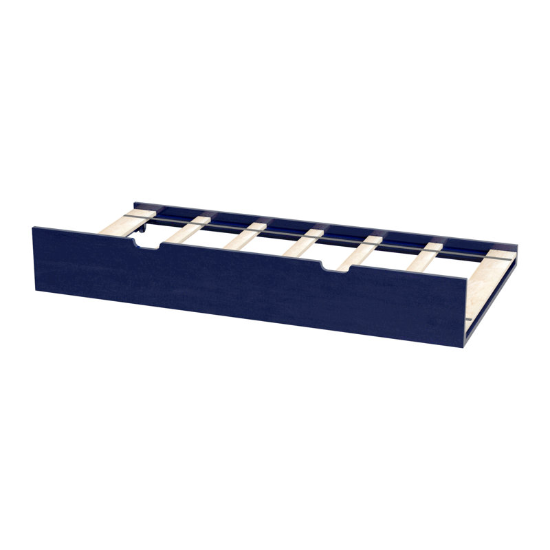 Borel Solid Wood Twin Trundle Bed, Blue