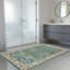 Tapis lavable antidérapant à motif floral vieilli rétro pour tapis de salon, salle à manger, bleu sarcelle, vert et bleu turquoise-153389730