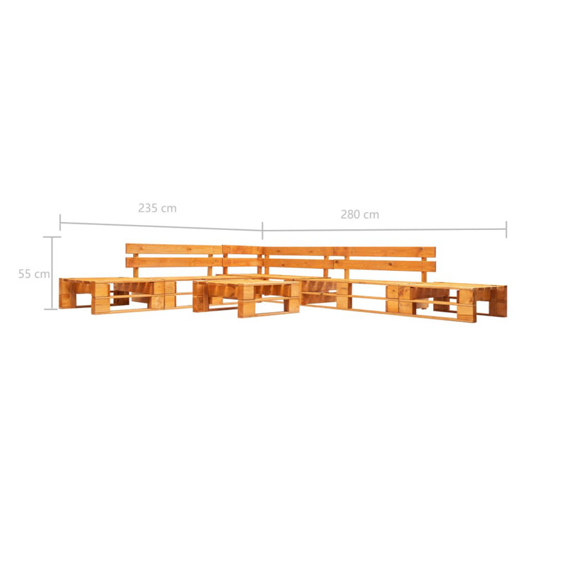 Favian Pallet 6 Seater Conversation Set, Honey Brown