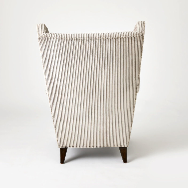 Smoke Grey Corduroy Upholstered Wingback Chair