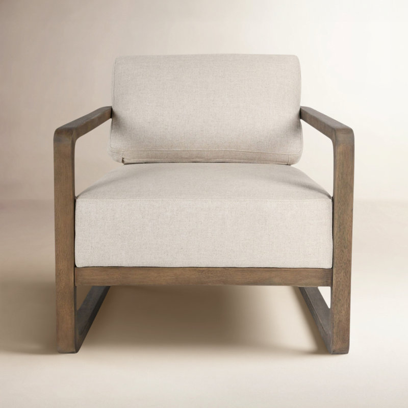 Saya 29'' W Polyester Armchair, Beige Polyester Blend, Natural Brown