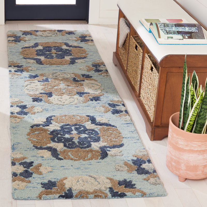 Emrick Hand Tufted Wool Floral Rug, Runner 2'3" x 8'