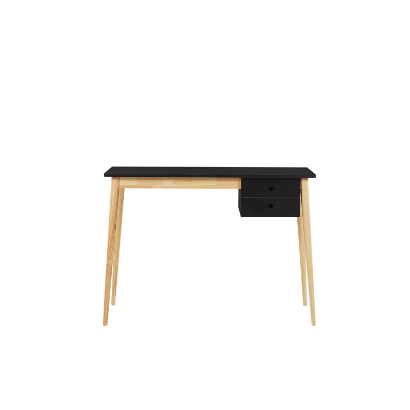 Ned Solid Wood Base Writing Desk, Black