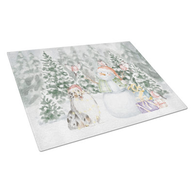 Sheltie/Shetland Sheepdog Blue Merle With Christmas Presents Glass Cutting Board Largecutting Board