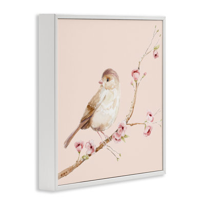 Sweet Brown Bird Perched Framed Giclee, design by Lisa Wehmeyer