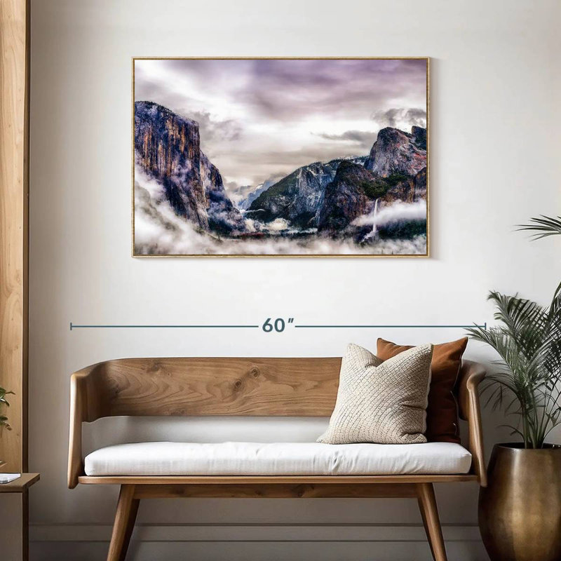 Canyons du parc national Yosemite, Cadre flottant en bois naturel, 43 po x 29 po