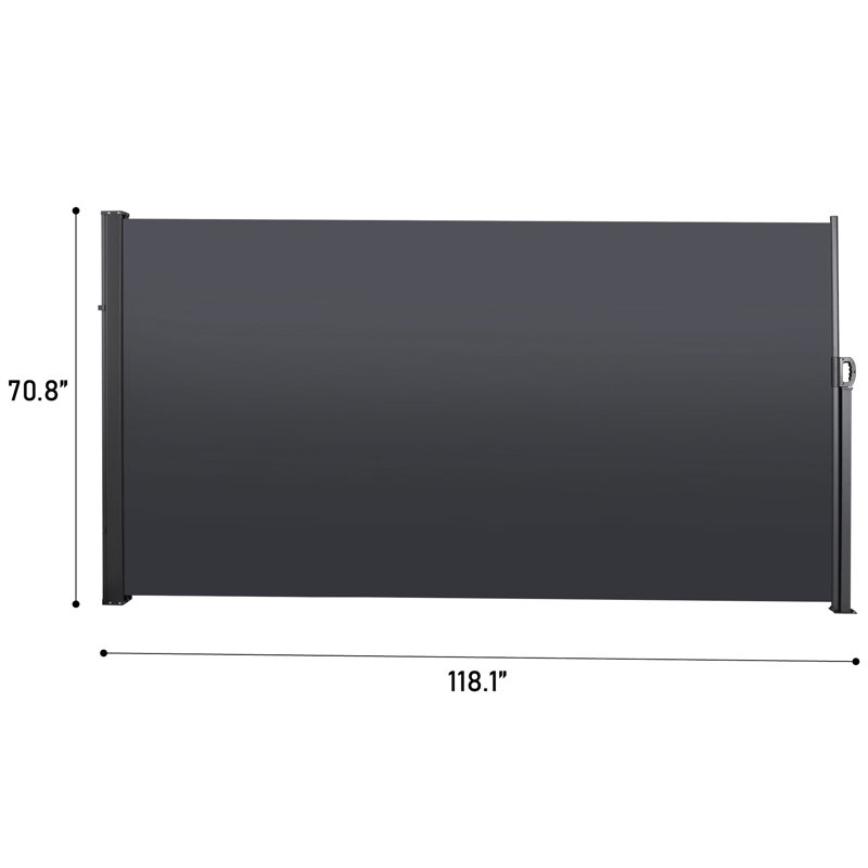 Auvent rétractable pour écran latéral -, intimité imperméable pour le jardin, le balcon, la cour. 118,1 po x 70,9 po, balcon gris foncé. 118,1 po x 70,9 po