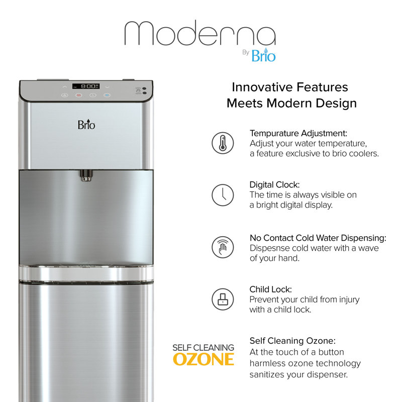 Brio Free Standing Bottom Loading Electric Water Dispenser, Stainless Steel