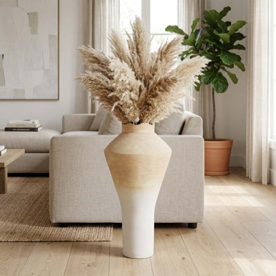 Vase de table sculptural en terre cuite deux tons pour la maison et le bureau