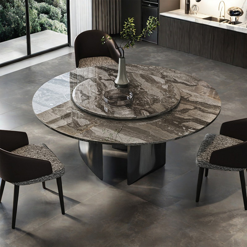 Table de salle à manger ronde moderne en marbre de luxe moderne, H 29,52 po x L 47,24 po x l 47,24 po