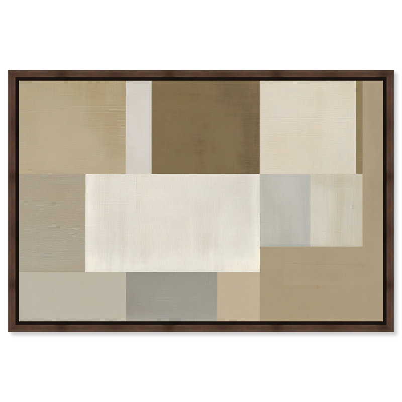 «Grid of Neutrals Print Living Room Wall Art» par , H 37 po x l 55 po, Cadre en acrylique blanc