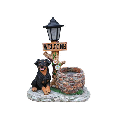 Puppy Dog Solar Planter Outdoor Statue