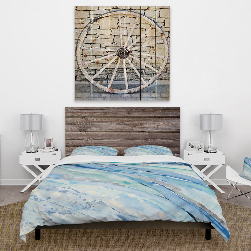 Blue Silver Spring I - Modern Lake House Duvet Cover Set - Microfiber Polyester, Twin Duvet Cover + 1 Sham