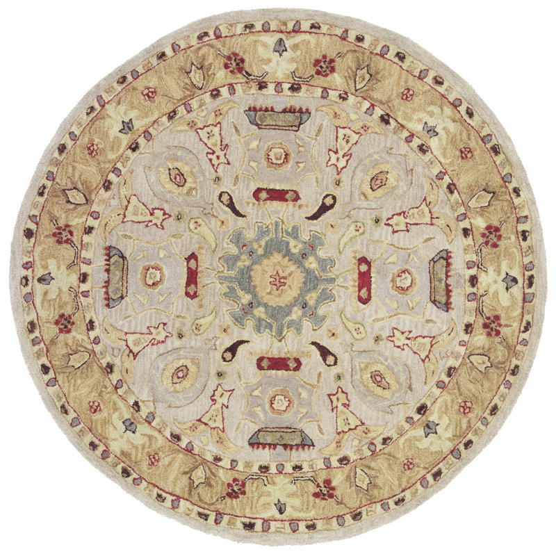 Sabhana Hand Tufted Wool Pile Oriental Rug, Round 6'
