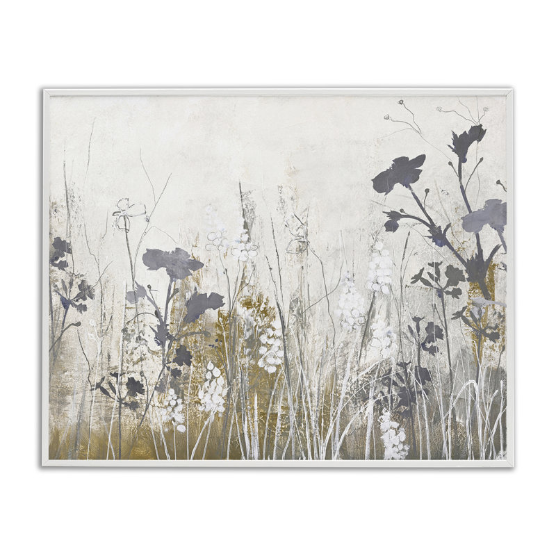  «Gray Flower Silhouettes», estampe numérique de Design Fabrikken, H 16 po x l 20 po