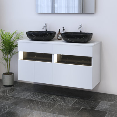 Meuble-lavabo double 47,2 po avec comptoir Lieke